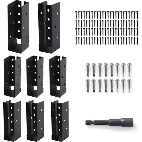 2x6 Concealed Flanges Mount Joist Hangers, Powder Coated Solid Steel Plate for Indoor/Outdoor Beams & Handrails, 8-Pack