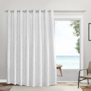 Forest Hill Patio White Nature Woven Room Darkening Grommet Top Curtain, 108 in. W x 96 in. L