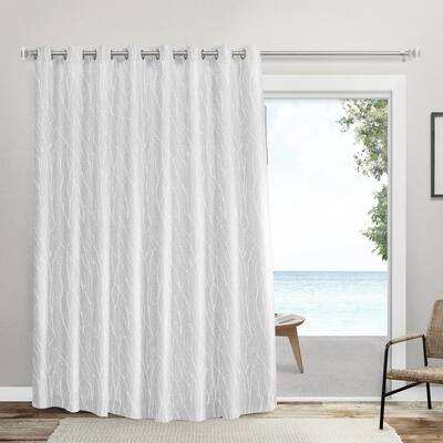 Forest Hill Patio White Floral Polyester 108 in. W x 96 in. L Grommet Top, Room Darkening Curtain Panel