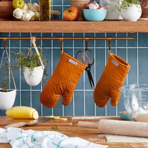 Asteroid Silicone Grip Honey Orange Oven Mitt Set (2-Pack)