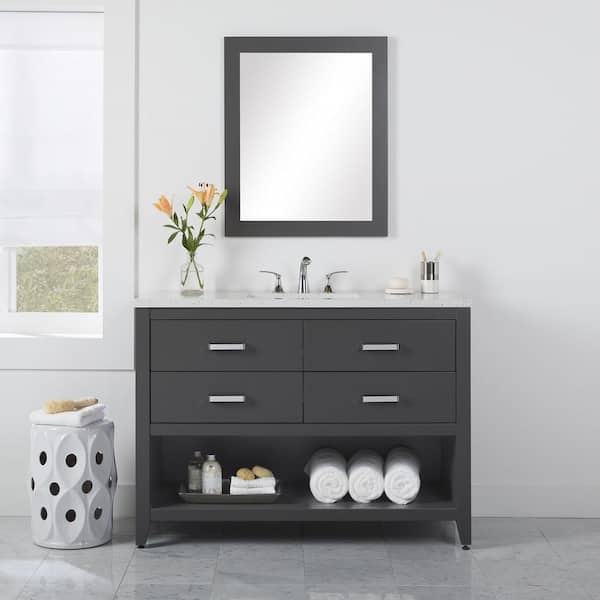 Home Decorators Collection Staghorn 49 in. W x 19 in. D x 36 in. H Single Sink  Bath Vanity in Shale Gray with Silver Ash Solid Surface Top