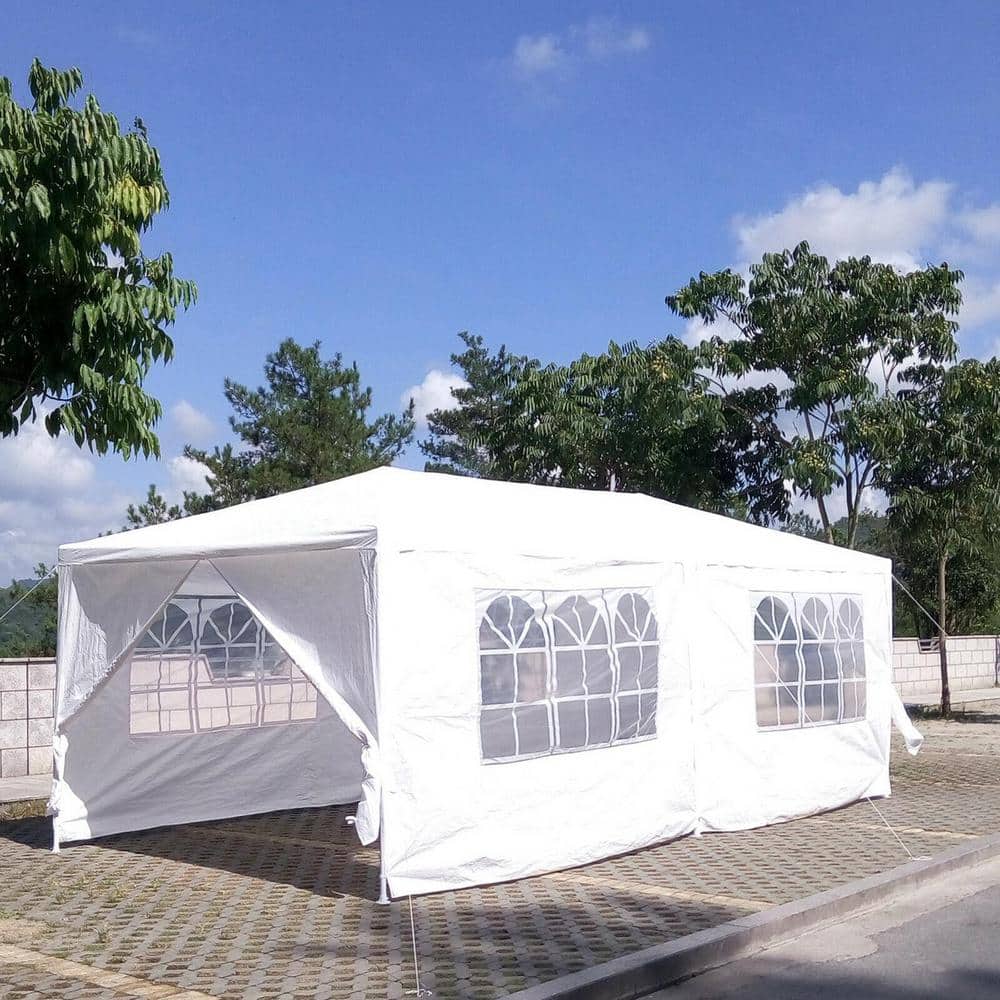 10 ft. x 20 ft. White Outdoor Garden Wedding Party Tent with 6 Removable Si
