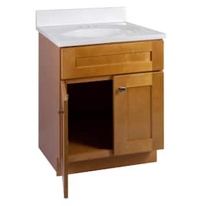 Brookings Shaker RTA 25 in. W x 22 in. D x 36.31 in. H Bath Vanity in Birch with Solid White Cultured Marble Top