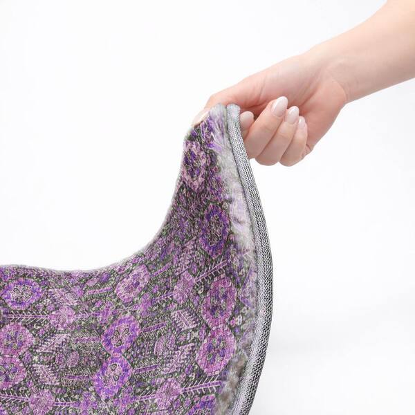 Dream Shag Premium Machine Washable Abstract ADS574 Purple 5 ft. x 7 ft. 6 in. Area Rug