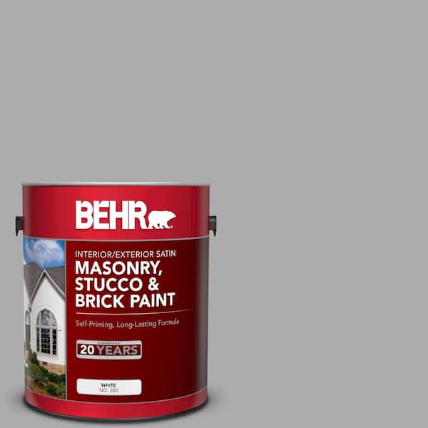 BEHR 1 gal. #N520-3 Flannel Gray Satin Interior/Exterior Masonry, Stucco and Brick Paint