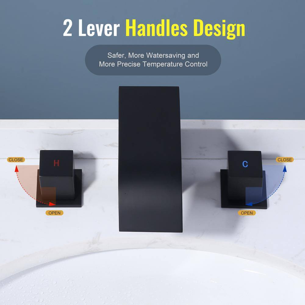 Matte Black Stainless Steel 8-Inch Widespread Bathroom Faucet