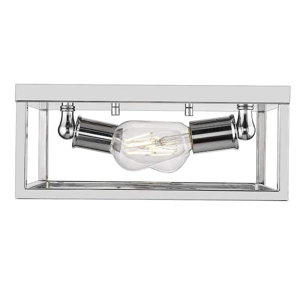 Golden Lighting - Wesson 12 in. 2-Light Chrome Flush Mount