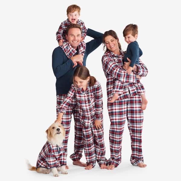 The Company Store Company Cotton Family Flannel Holiday Plaid Kids 8-Navy  Multi Solid Top Pajama Set 60016 - The Home Depot