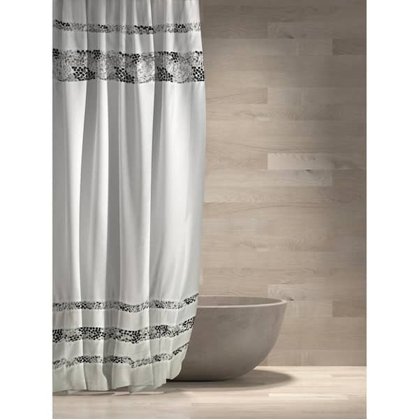 72 in. x 96 in. Spa Black Shower Polyester Curtain