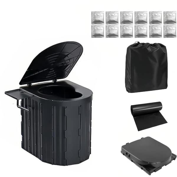 Non-electric 12 Gal. Waterless Composting Toilet System with Handle and Detachable Bracket Gray for Camping Travel
