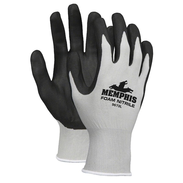 72 Pair Size 7 Knit Wrist Cuff Gray Foam Nitrile Palm Coating MAGID ROC GP560 Nylon Glove 9 Length 