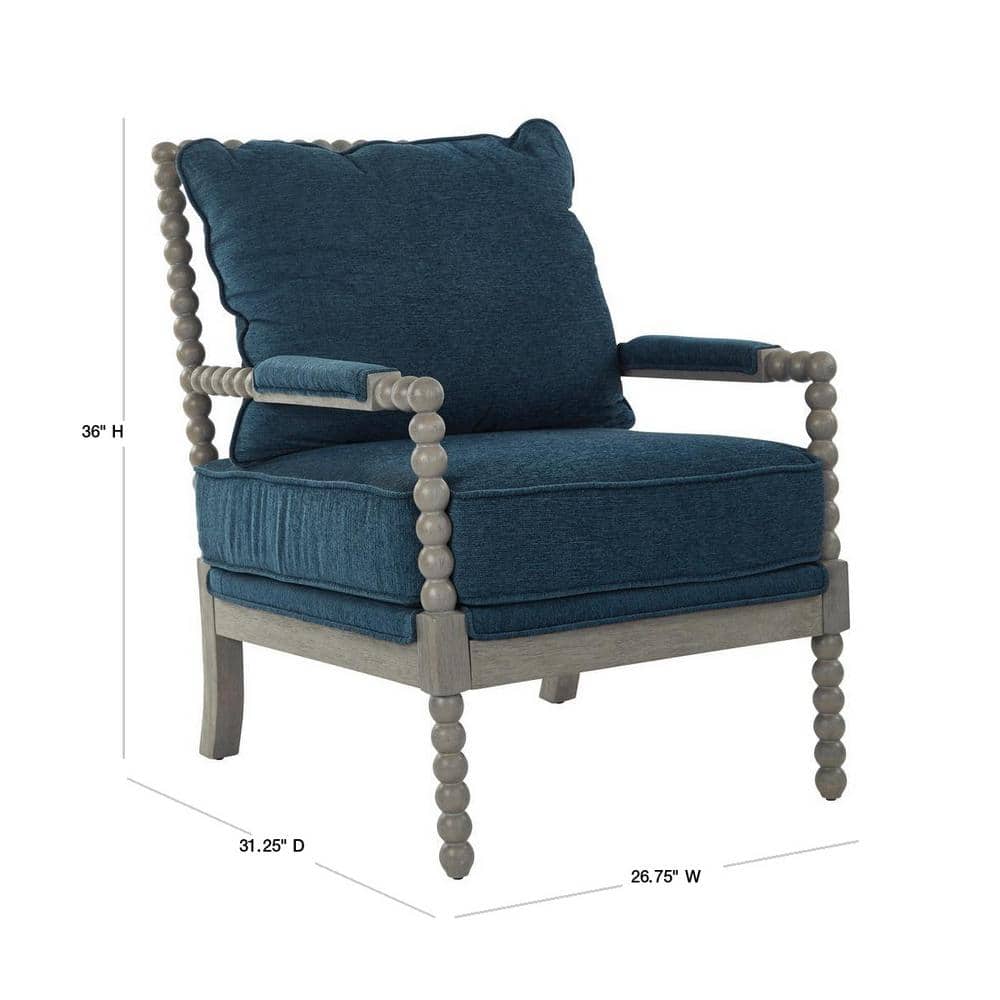 Brushed Gray Farmhouse Accent Chair with Padded Armrests