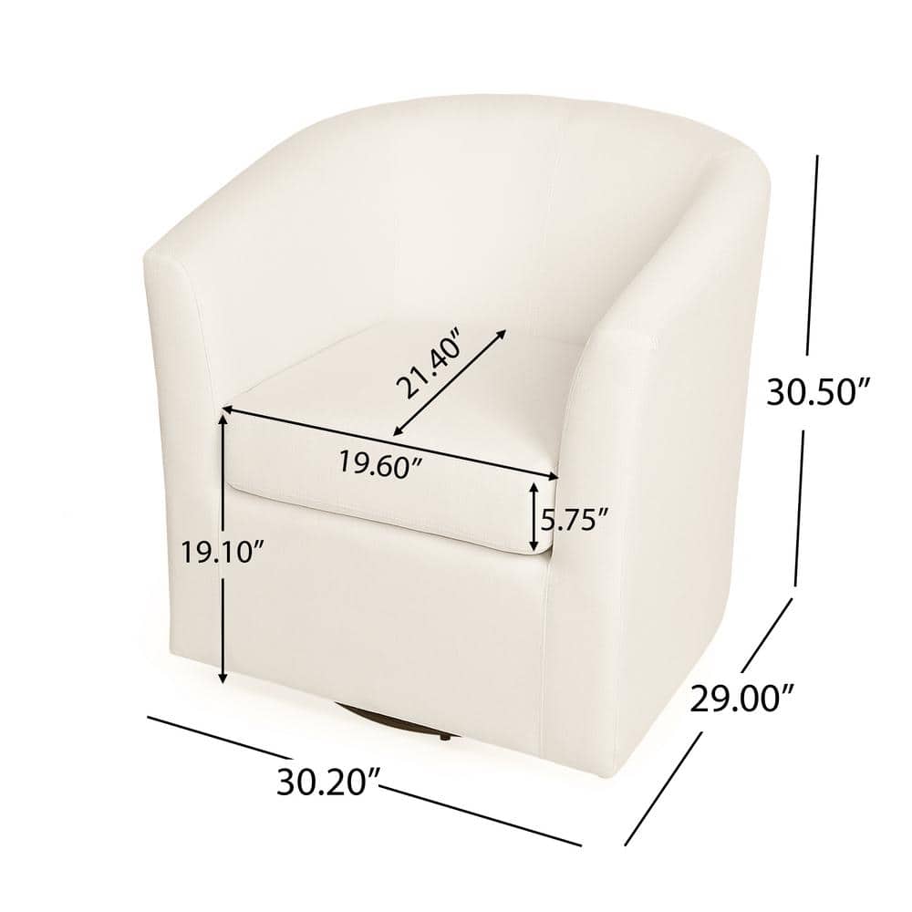 Modern White Upholstered Barrel Swivel Accent Chair