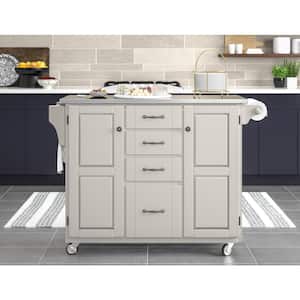 Create-a-Cart White Kitchen Cart with Stainless Top