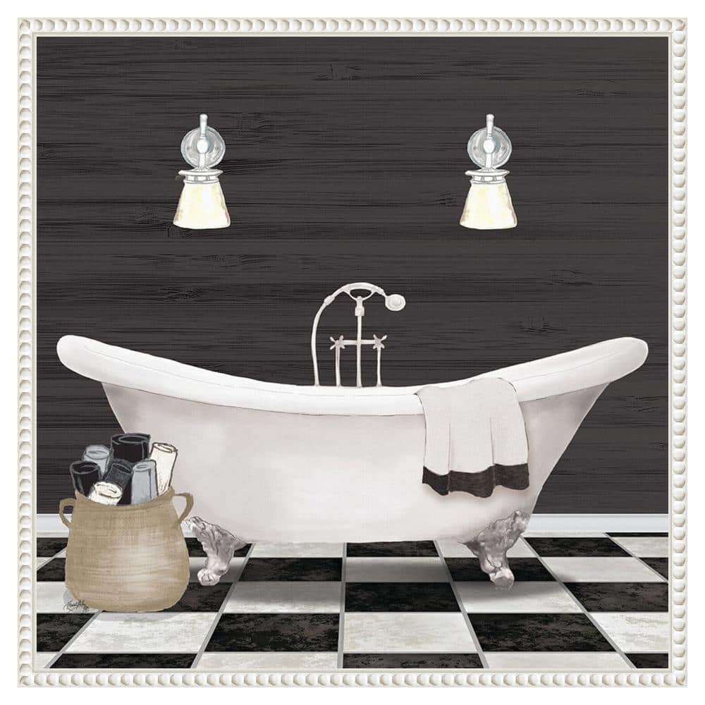 Amanti Art "Modern Bathroom I" by Elizabeth Medley 1-Piece Floater Frame Giclee Home Canvas Art Print 22 in. x 22 in.