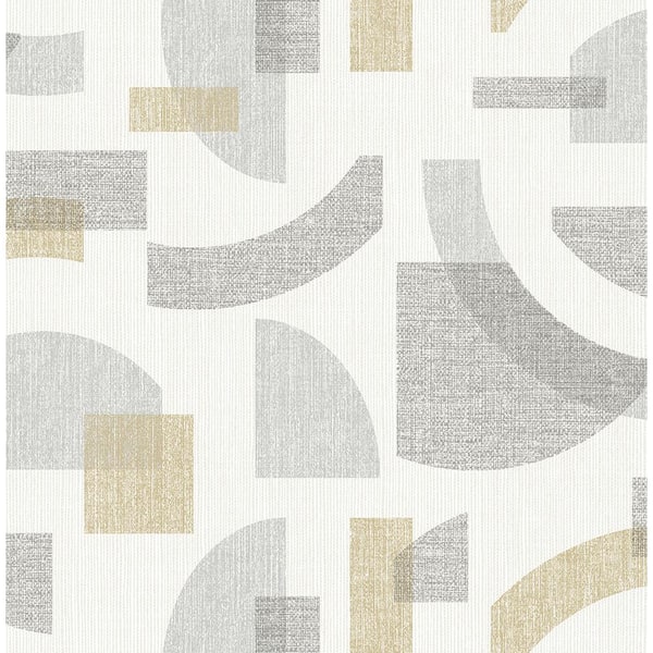 A-Street Prints Fulton Gold and Brown Shapes Wallpaper Sample