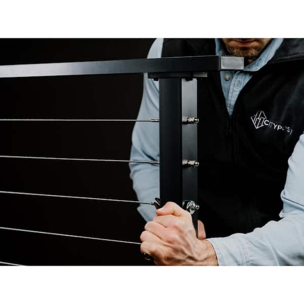 CityPost - 8 ft. Black Deck Cable Railing