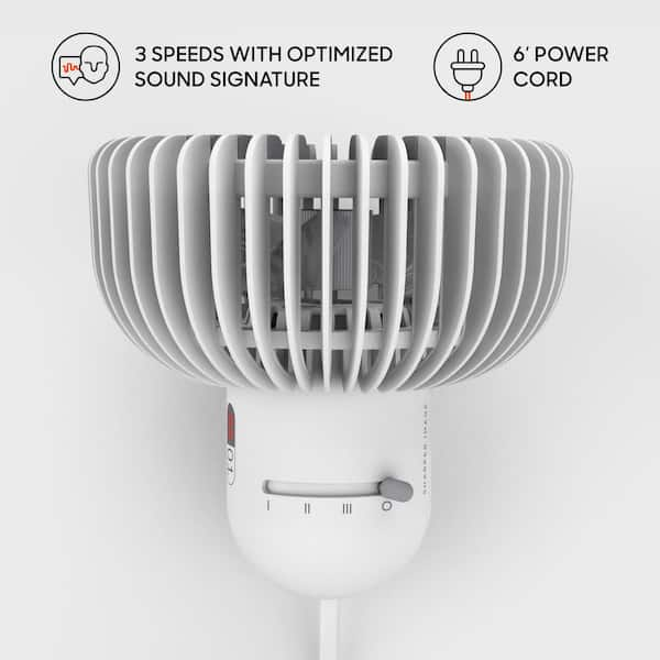 SHARPER IMAGE Refresh 01 6 in. 3 fan speeds Desk Fan in White with 