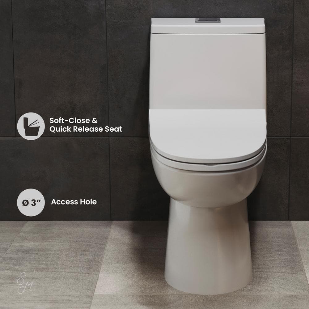 Daxton White Elongated Dual-Flush One-Piece Toilet