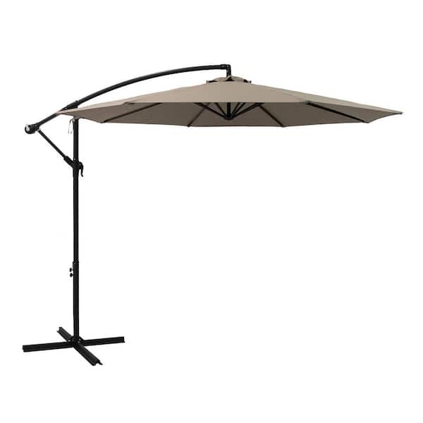 Unbranded 10 ft. Powder Coated Steel Pole Cantilever Tilt Patio Umbrella in Taupe