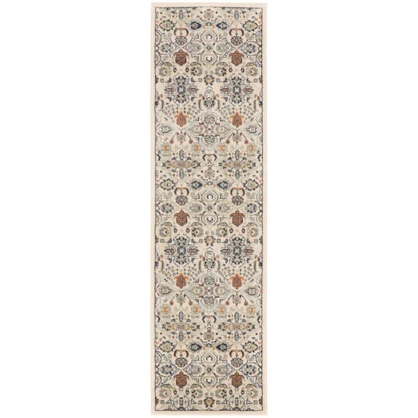 Nourison Allur Beige 2 ft. x 8 ft. Abstract Medallion Transitional Runner Area Rug