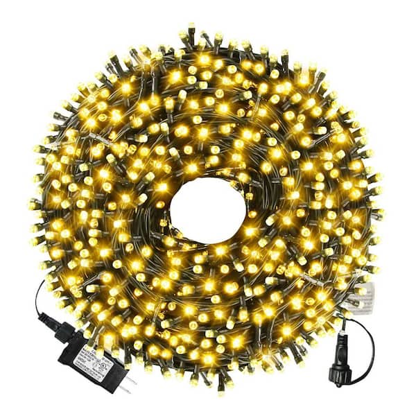 300 Lights 105 Ft. Indoor/Outdoor Plug-in LED Fairy Christmas String Lights, 8 Modes for Garden & Wedding, Warm White