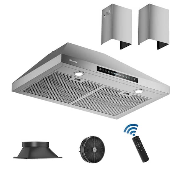 Blomed 30 in. 763 CFM Convertible Wall Mount Range Hood in Stainless Steel with Hard Mesh Filters and Lights
