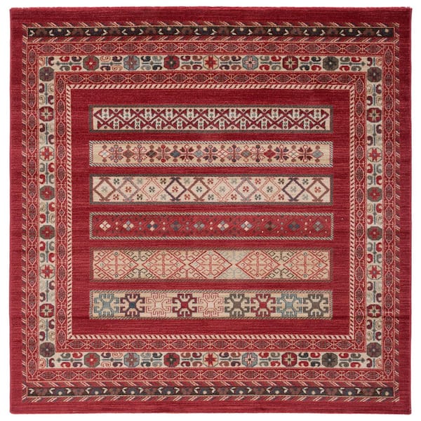 SAFAVIEH Mahal Red/Cream 7 ft. x 7 ft. Border Geometric Medallion Floral Square Area Rug