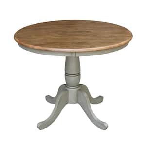 36 in. Hickory/Stone Solid Wood Round Top Dining Table