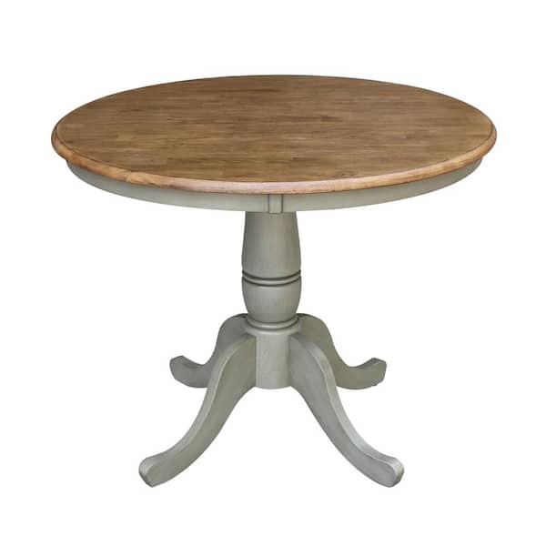 International Concepts 36 in. Hickory/Stone Solid Wood Round Top Dining Table