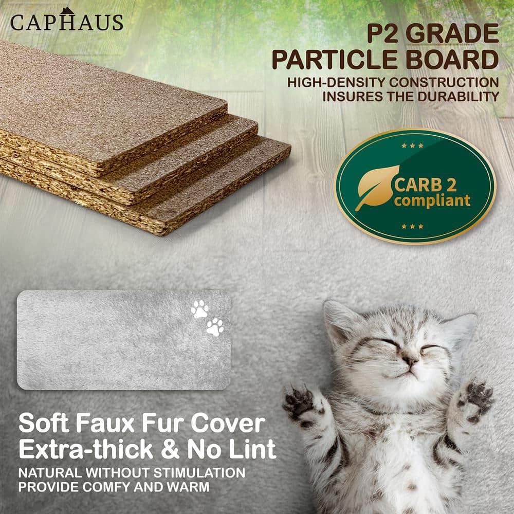 58-Inch Light Grey Multi-Level Cat Activity Tree with Sisal Posts