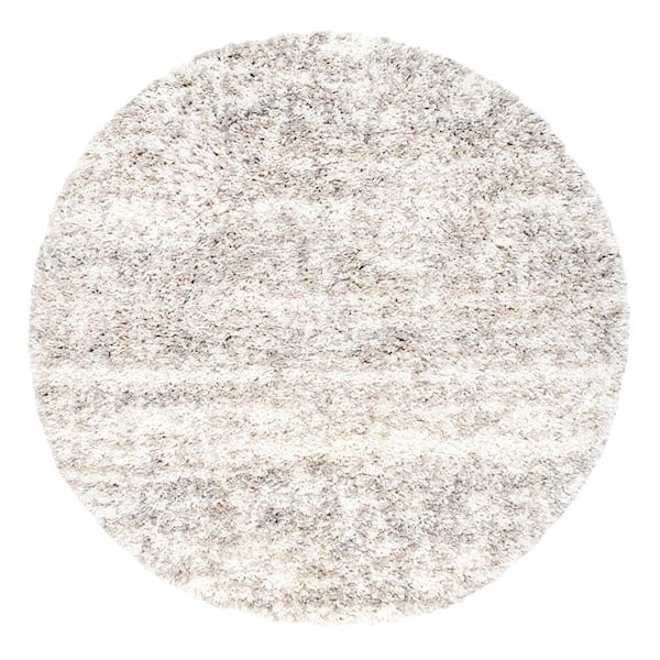 StyleWell Contemporary Brooke Shag Ivory 6 ft. Round Area Rug