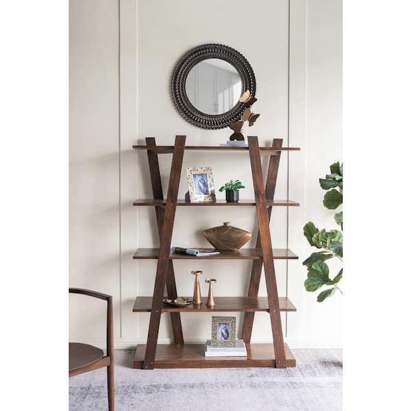 Avex Black 26.5 in. W x 26.5 in. H Art Deco Round Wooden Framed Mirror With Woven Texture