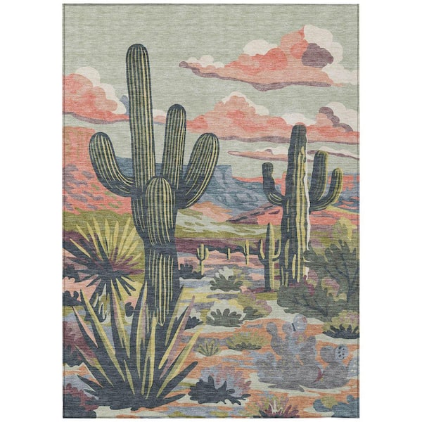 Chantille Machine Washable Indoor/Outdoor Abstract ACN2496 Celery 8 ft. x 10 ft. Area Rug