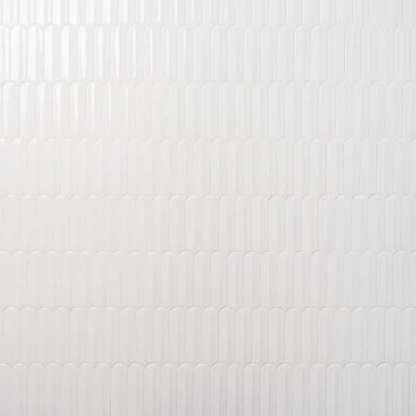 Ivy Hill Tile Medley Feather Cloud White 11.41 in. x 12.87 in. Glossy Ceramic Mosaic Wall Tile (1.01 sq. ft./Each) EXT3RD110304
