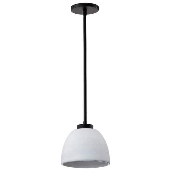 SATCO Collins 1-Light Matte Black Transitional Mini Pendant Light with Matte Black Ceramic Shade