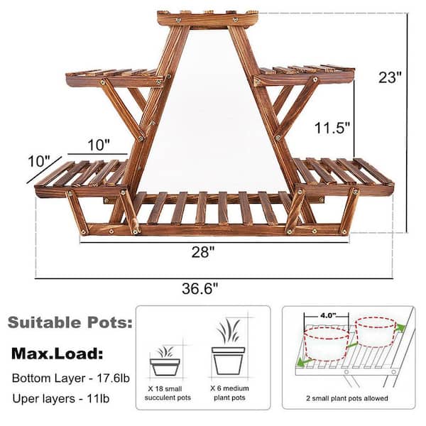 AESOME 4-Tier Triangular Plant Stand 23 in., Wood Shelf Rack 6