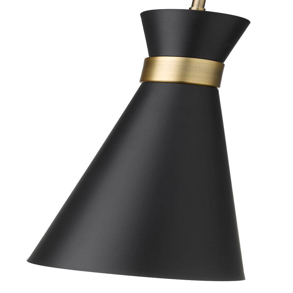 Soriano 8" Matte Black and Heritage Brass Steel Globe Pendant Light