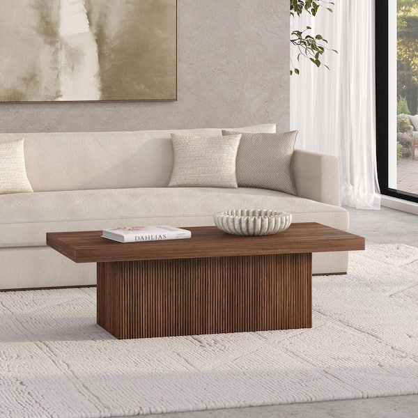 Torren 47.5 in. Satin Walnut Rectangle MDF Top Coffee Table