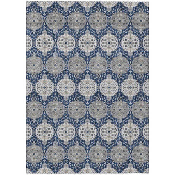 Chantille Machine Washable Indoor/Outdoor Abstract ACN2918 Navy 10 ft. x 14 ft. Area Rug