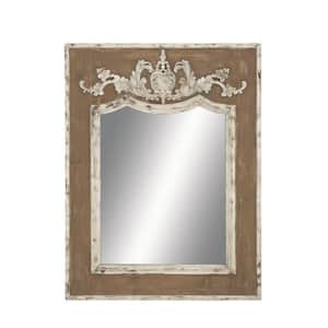 43 in. x 33 in. Carved Acanthus Rectangle Framed Brown Floral Wall Mirror