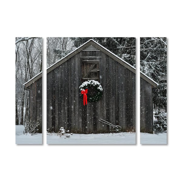 Trademark Fine Art 30 in. x 41 in. "Christmas Barn in the Snow" by Kurt Shaffer Printed Canvas Wall Art