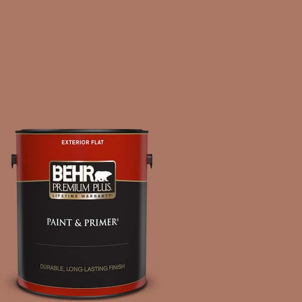BEHR PREMIUM PLUS 1 gal. #210F-6 Chutney Brown Flat Exterior Paint & Primer