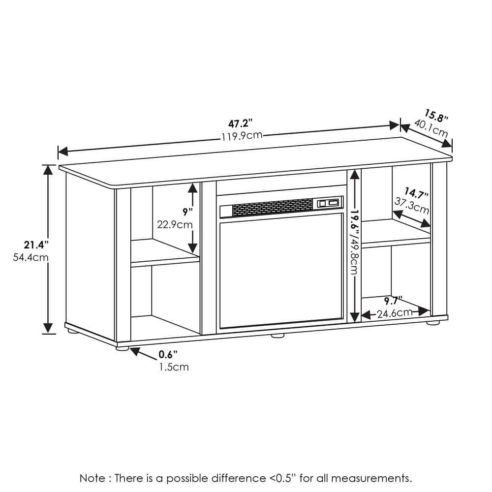 Solid White Composite Wood TV Stand with Electric Fireplace