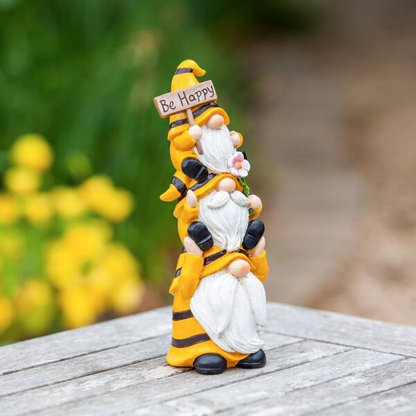 Evergreen 24 in. H Bumble Bee Gnome Garden Statuary 84G3393 - The Home Depot