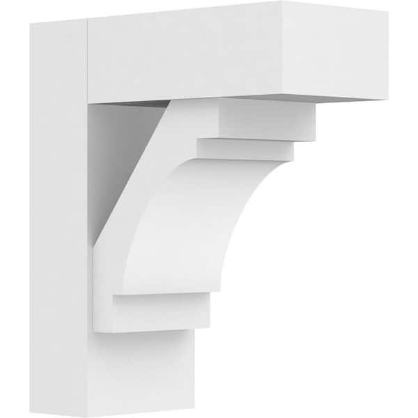 Ekena Millwork Standard Merced 5 in. W x 14 in. H x 12 in. D Signature Urethane Polyurethane Bracket With Block Ends