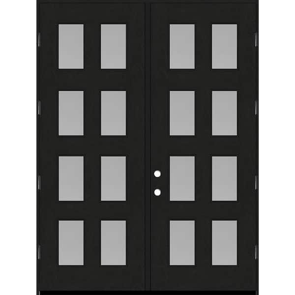 Regency 72 in. x 96 in. 8L Modern Clear Glass LHOS Onyx Stained Fiberglass Double Prehung Front Door w/ 4in. Jamb