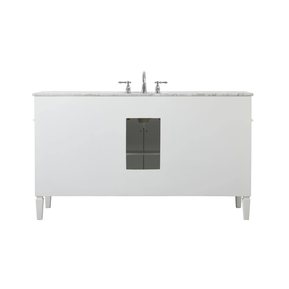 Park Avenue 60" White Marble Single Bathroom Vanity