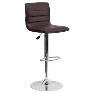 Adjustable Height Brown Cushioned Bar Stool