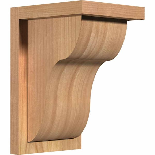 Ekena Millwork 7-1/2 in. x 8 in. x 12 in. Western Red Cedar Carmel Smooth Corbel with Backplate